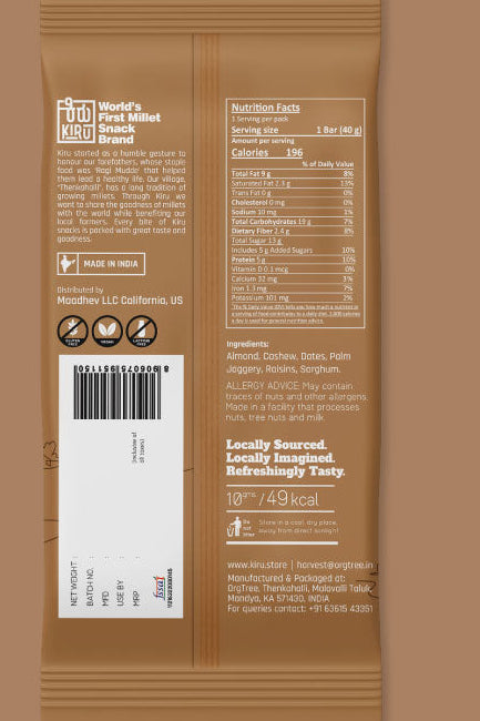 VEGAN DRY FRUIT BAR - 12 bars