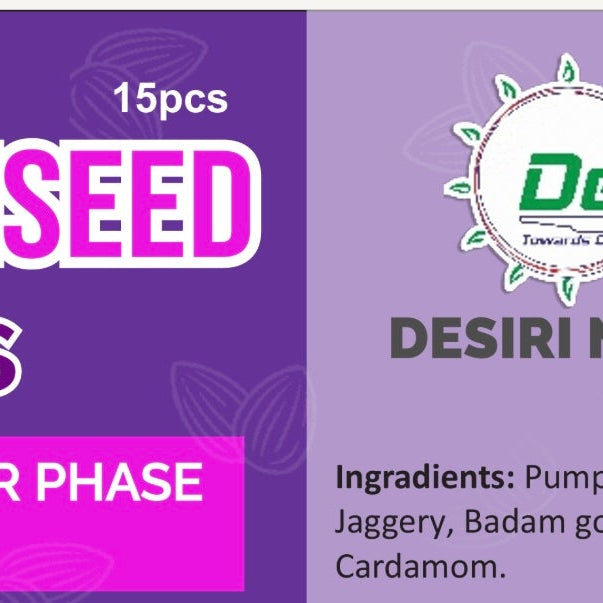 Desiri Naturals Nutriseed Balls packaging with product details.