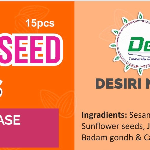 Desiri Naturals Nutriseed Balls packaging with ingredients 