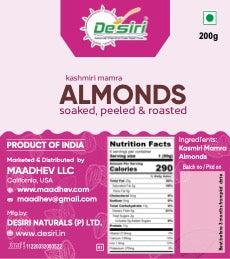 Kashmir Soaked, Peeled and Roasted MAMRA Almonds